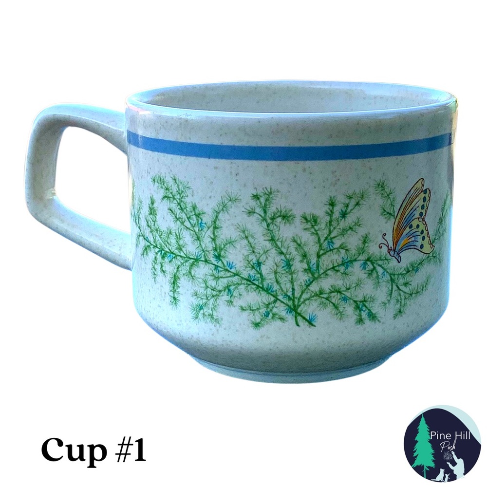 Lenox Temperware Fancy Free Coffee Tea Cups (3) Vintage Butterfly Cottagecore - Picture 3 of 13